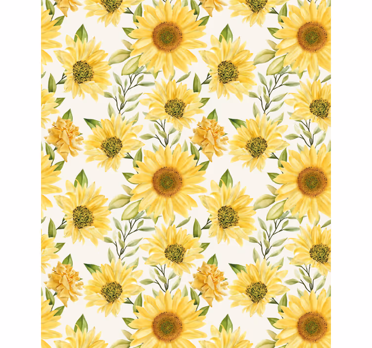 Estore de rolo flores e plantas arranjo botânico de girassol - TenStickers