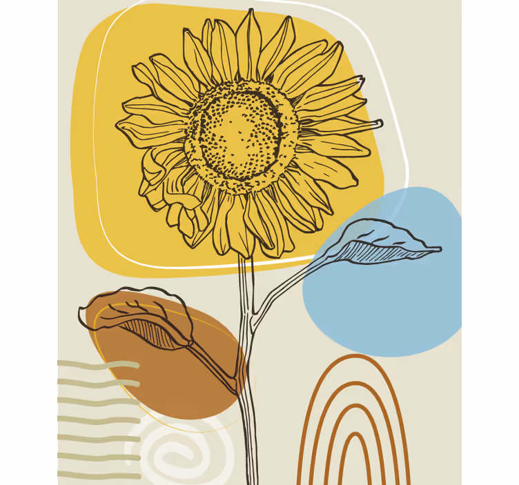 Estore de rolo flores e plantas girassol com círculos - TenStickers