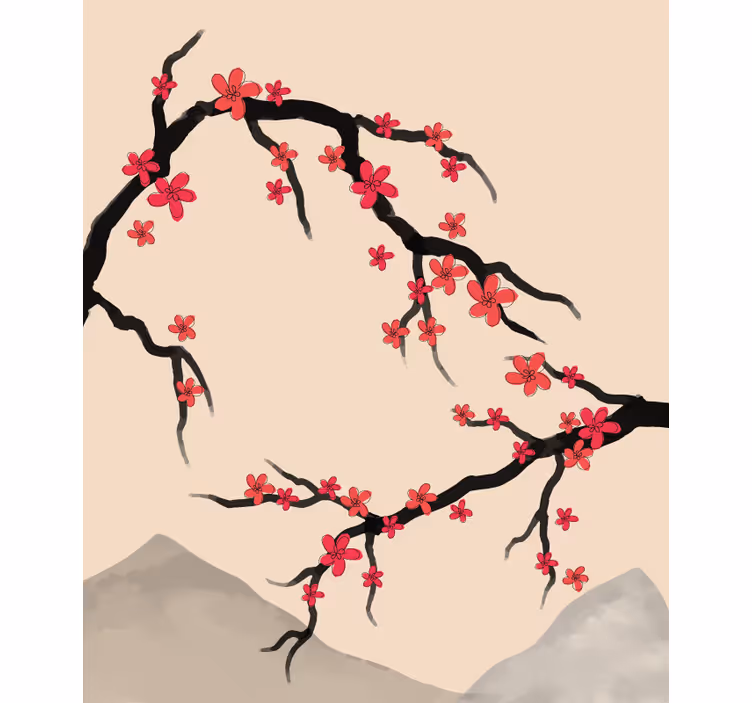 Cortina de flor de cerejeira tinta - TenStickers