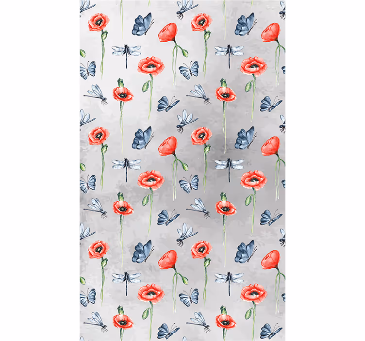 Estore de rolo flores e plantas filhotes e insetos - TenStickers