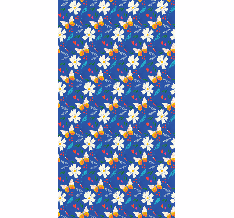 Estore de rolo flores e plantas margaridas e borboletas - TenStickers