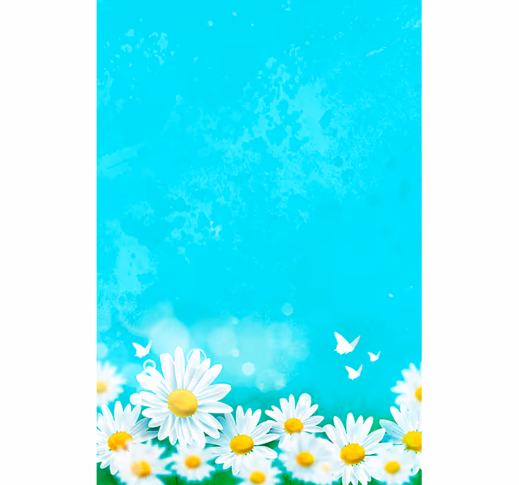 Estore de rolo flores e plantas margaridas com borboletas - TenStickers