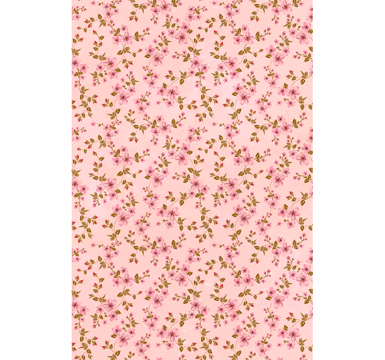 Estore de rolo flores e plantas padrão elegante rosa - TenStickers