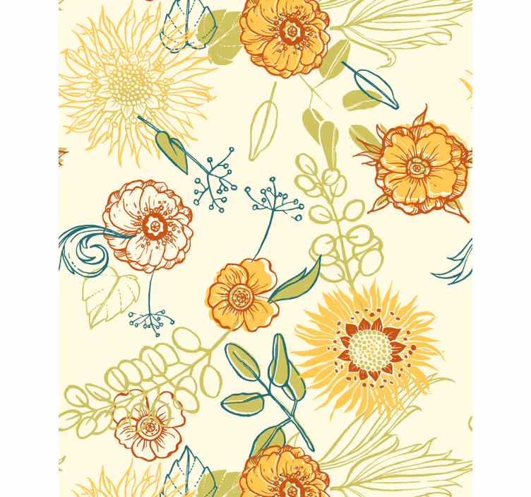 Estore de rolo flores e plantas padrões florais vibrantes - TenStickers