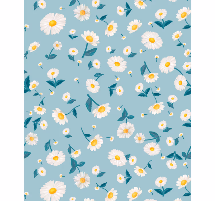 Estore de rolo flores e plantas padrão azul margarida - TenStickers