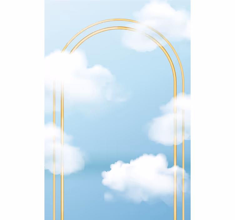Estore de rolo de nuvens padrão de arco dourado - TenStickers