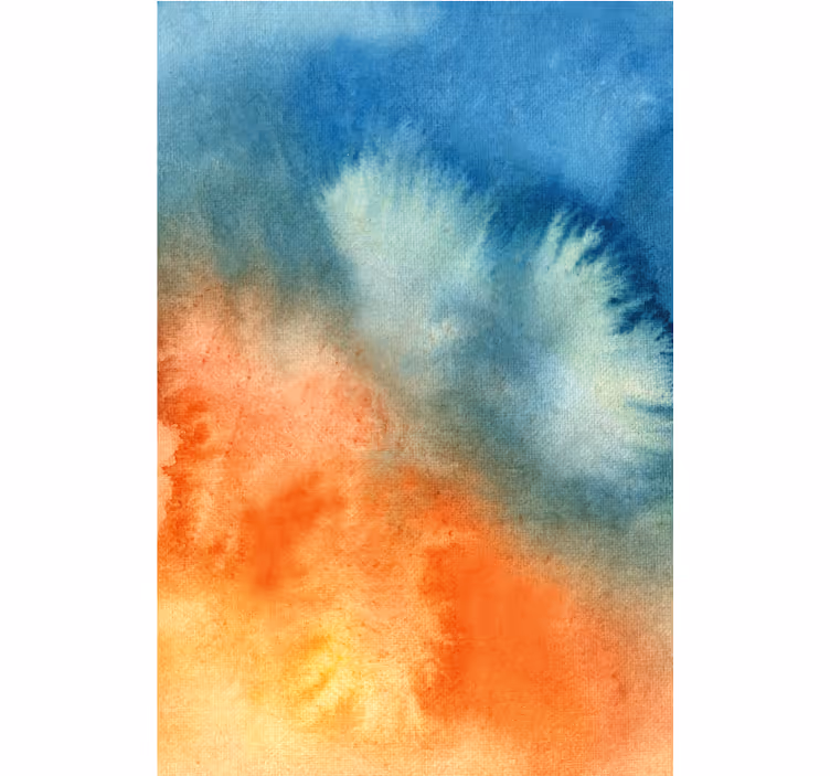 estor laranja azul abstrato aquarela quarto - TenStickers