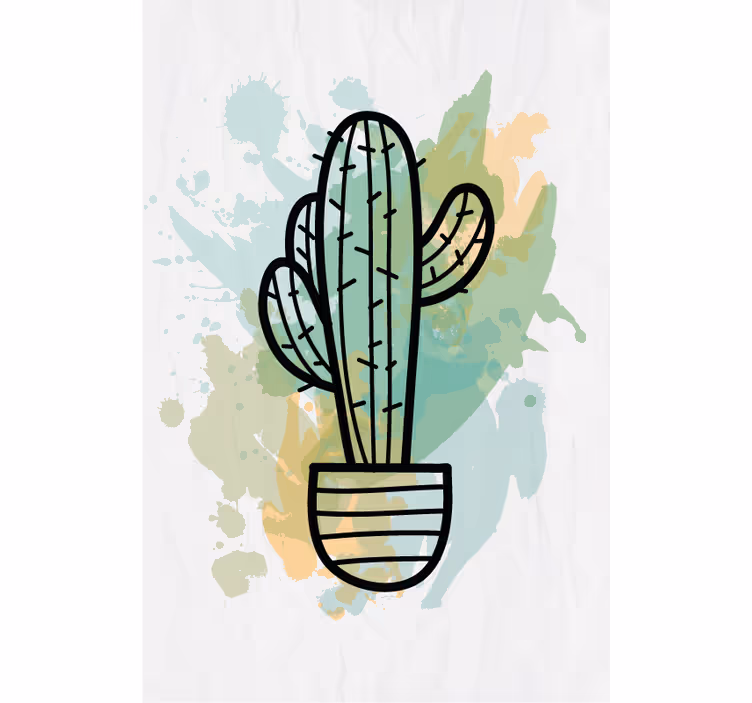 Cacto em aquarela para quarto principal cego - TenStickers