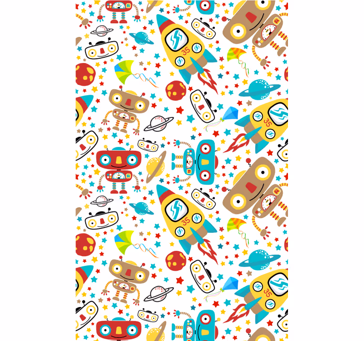 Estore de rolo infantil aventura de robôs foguetes - TenStickers