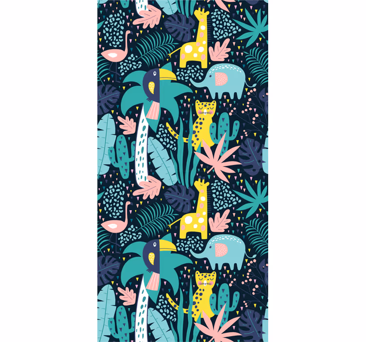 Estore de rolo infantil animais nórdicos tropicais - TenStickers
