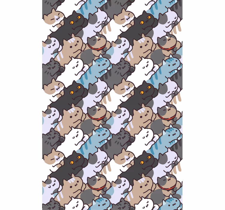 Gatos fofos dormindo padrão de crianças cegas - TenStickers