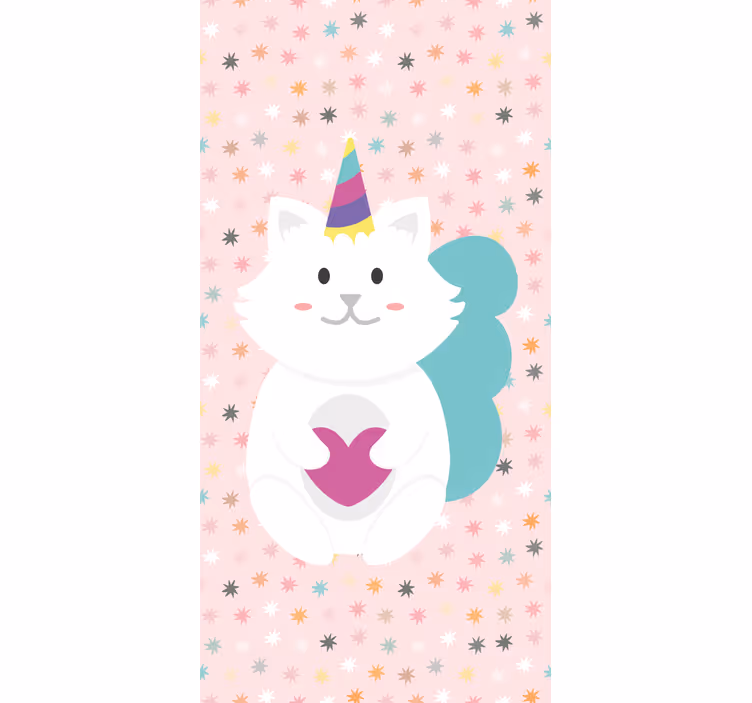 Estores de rolo de animais gato branco fofo - TenStickers