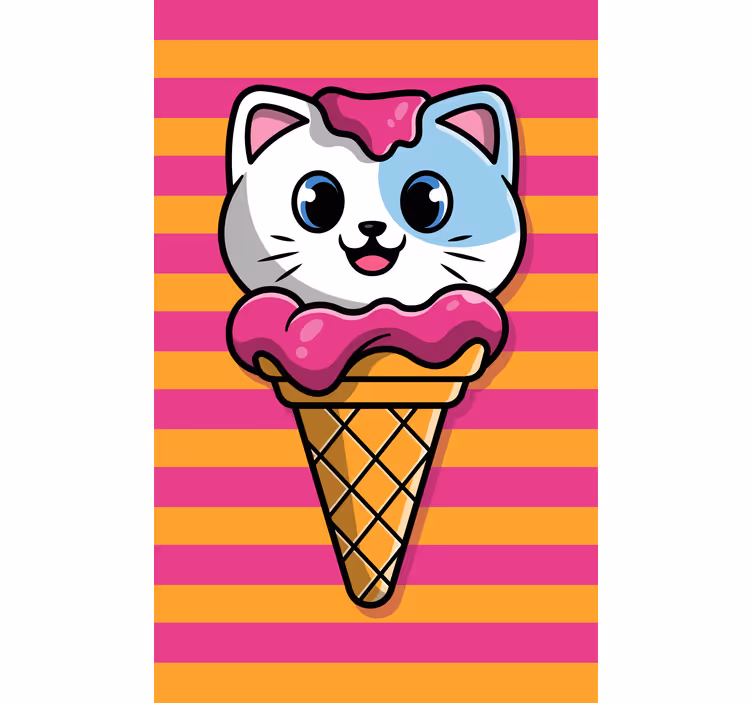 Gato fofo em sorvete para crianças cego - TenStickers