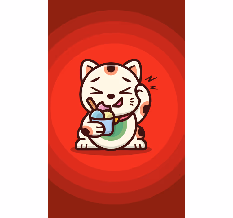 Estore de rolo divertidos gato aproveitando guloseimas - TenStickers