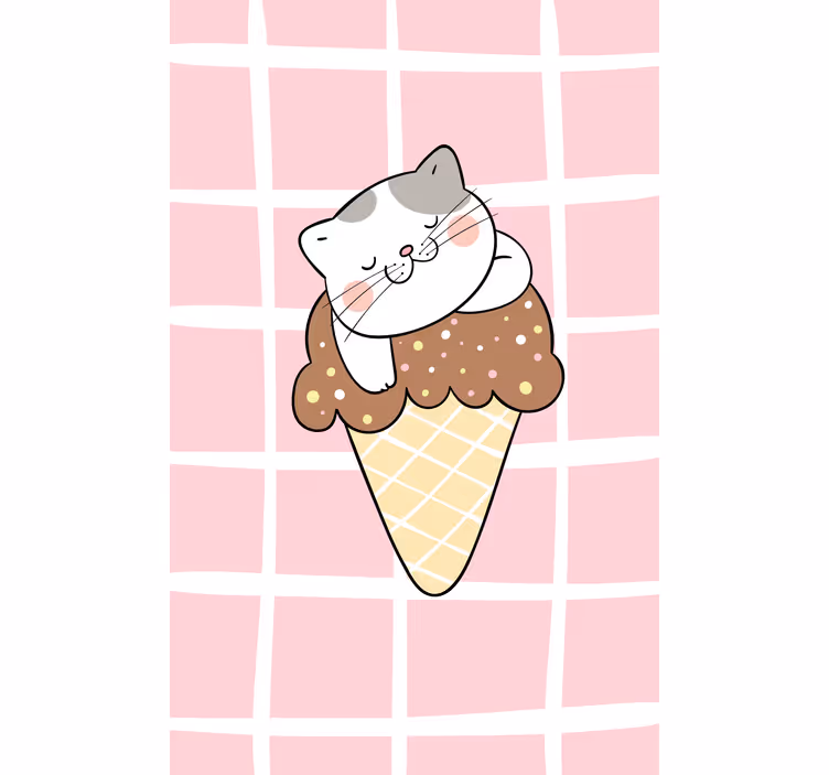 Estores de rolo de animais gato em casquinha de sorvete - TenStickers
