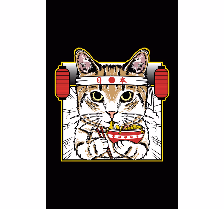 Estores de rolo de animais gato comedor de macarrão - TenStickers