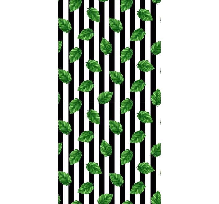 Estore de rolo flores e plantas padrão listrado de folhas - TenStickers