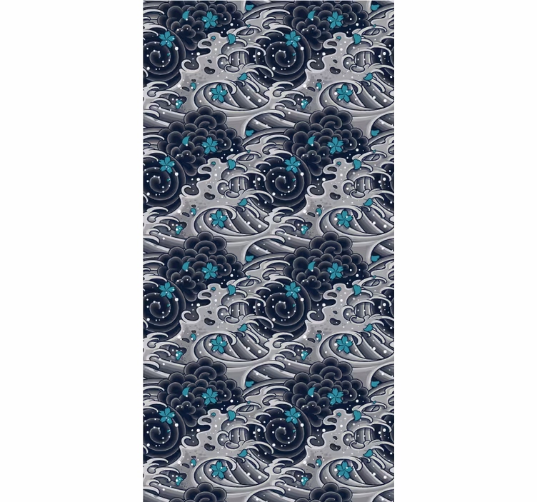 Estore de rolo original ondas do oceano floridas - TenStickers