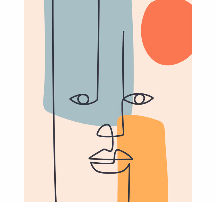 Estore de rolo com desenhos contorno de rosto abstrato - TenStickers