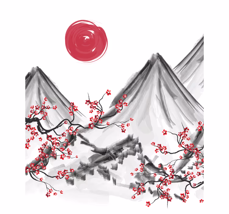 Pintura cega para o sol vermelho estilo japonês - TenStickers
