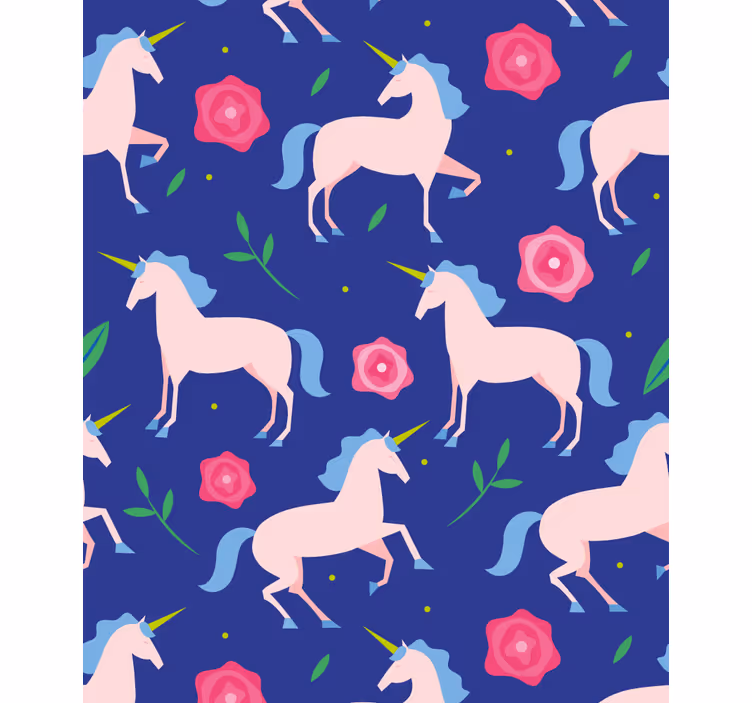 Estore de rolo infantil unicórnios e flores - TenStickers