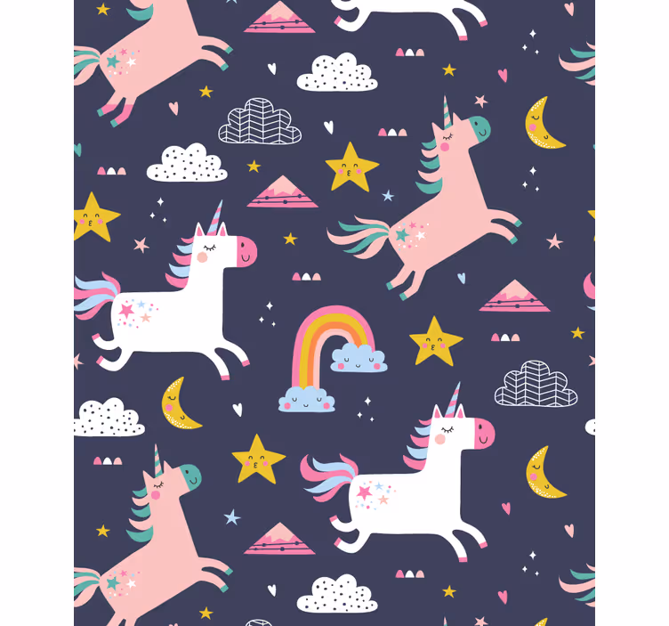Estore de rolo infantil unicórnios e estrelas - TenStickers