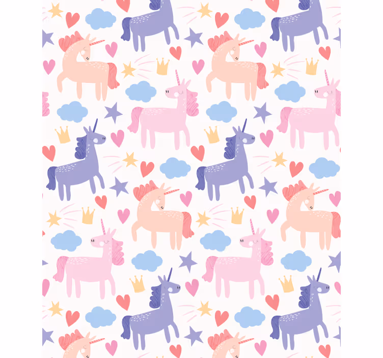 Unicórnio com corações e estrelas, crianças cegas - TenStickers