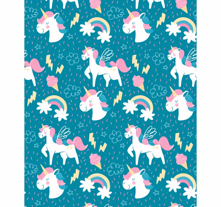 Estore de rolo infantil padrão de unicórnio azul - TenStickers