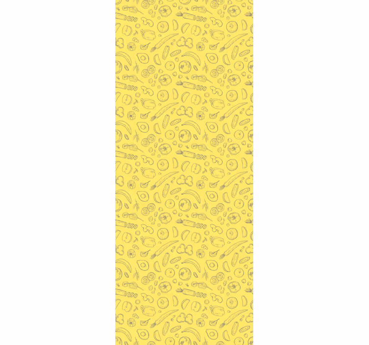 Padrão desenhado à mão, cortina de frutas e vegetais - TenStickers