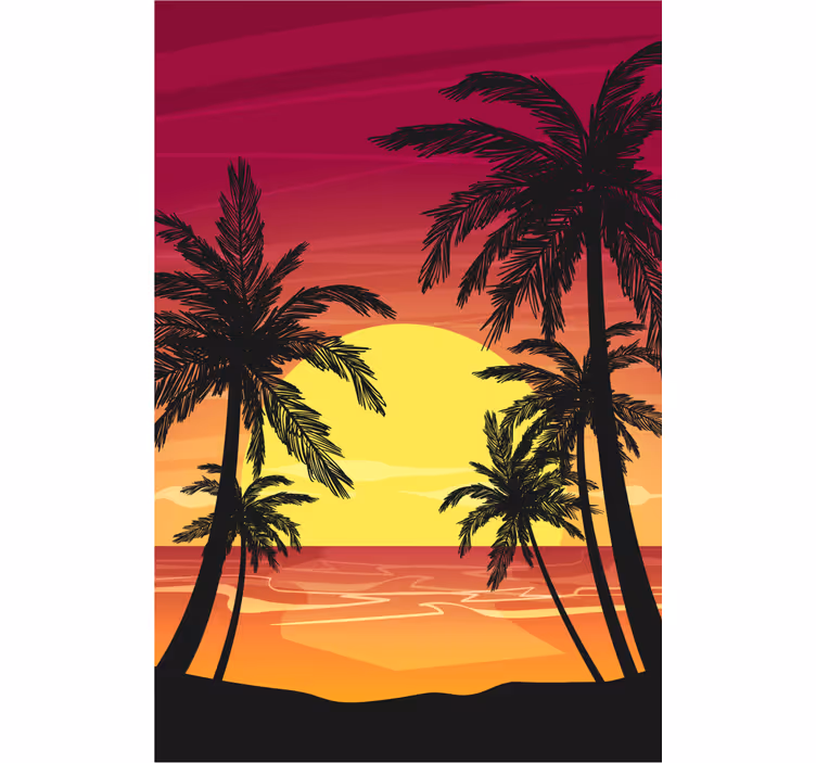 Estores de rolo de árvores cena do pôr do sol com palmeiras - TenStickers