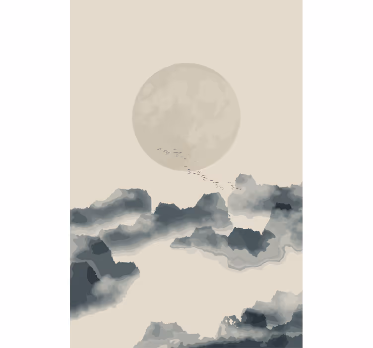 Estore de rolo modernos paisagem nublada ao luar - TenStickers