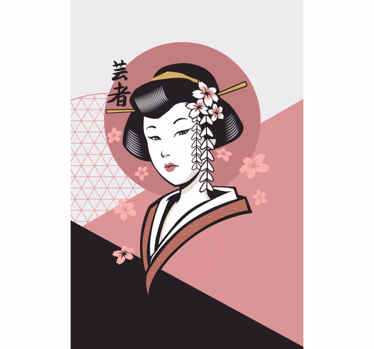 Estore de rolo com desenhos mulher japonesa elegante - TenStickers