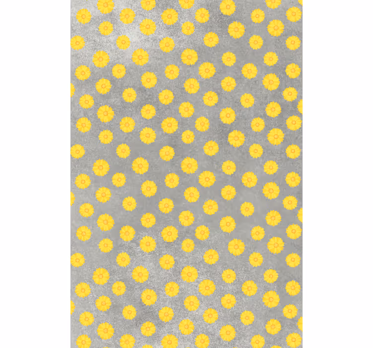 Estore de rolo flores e plantas padrão cinza e amarelo - TenStickers