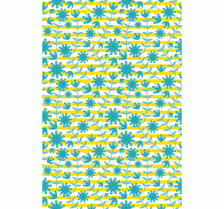 Estore de rolo flores e plantas padrão de listras brilhantes - TenStickers