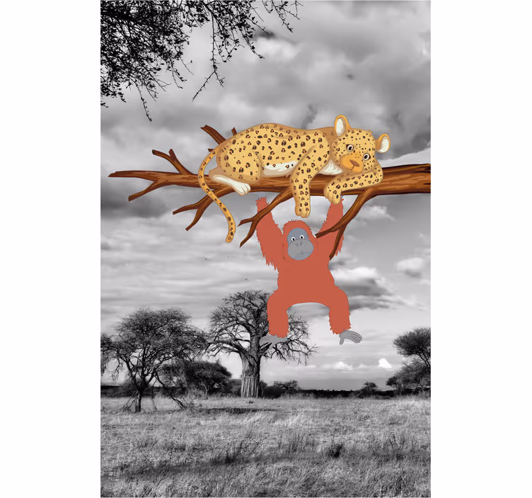 Estores de rolo de animais leopardo e orangotango - TenStickers