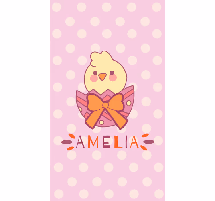 Estore de rolo personalizável pintinho com laço e nome - TenStickers