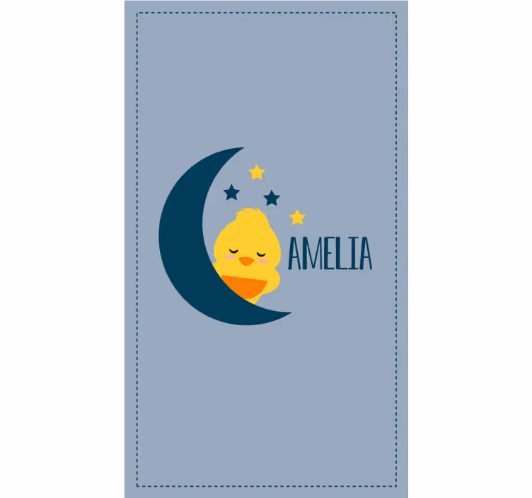 Estore de rolo infantil pintinho da lua com nome - TenStickers