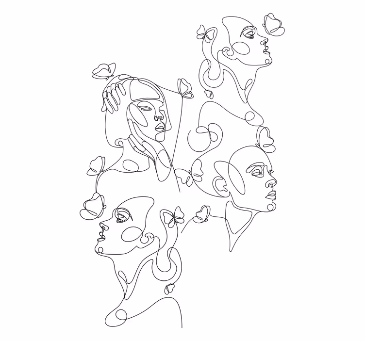 Estore de rolo com desenhos rostos de arte de linha - TenStickers