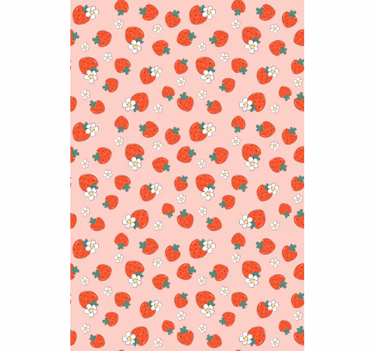 Estore de rolo frutas e verduras padrão morango com flores - TenStickers