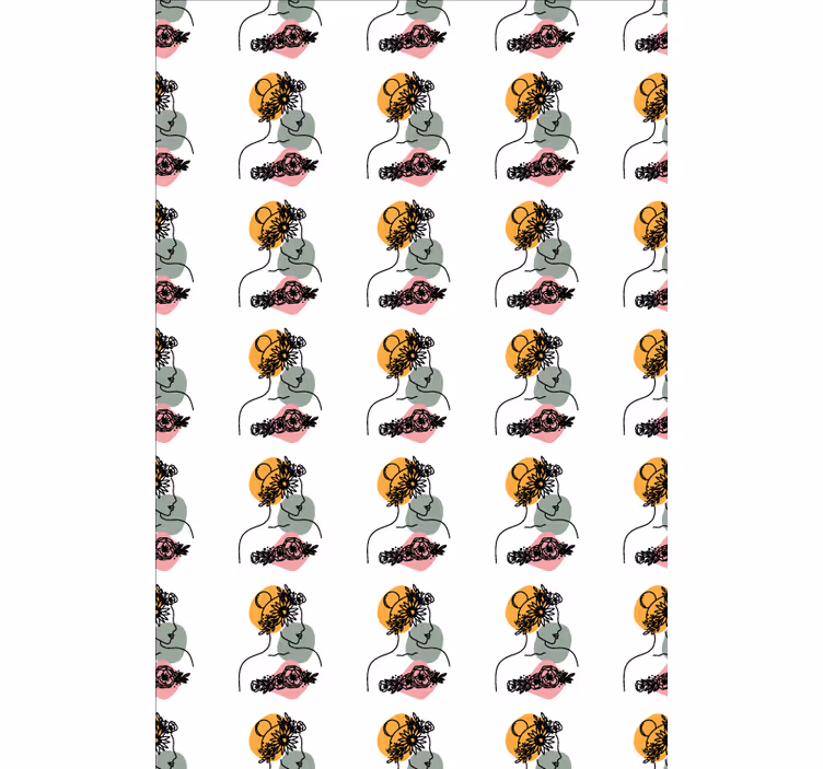 Estor rostos florais estilizados - TenStickers