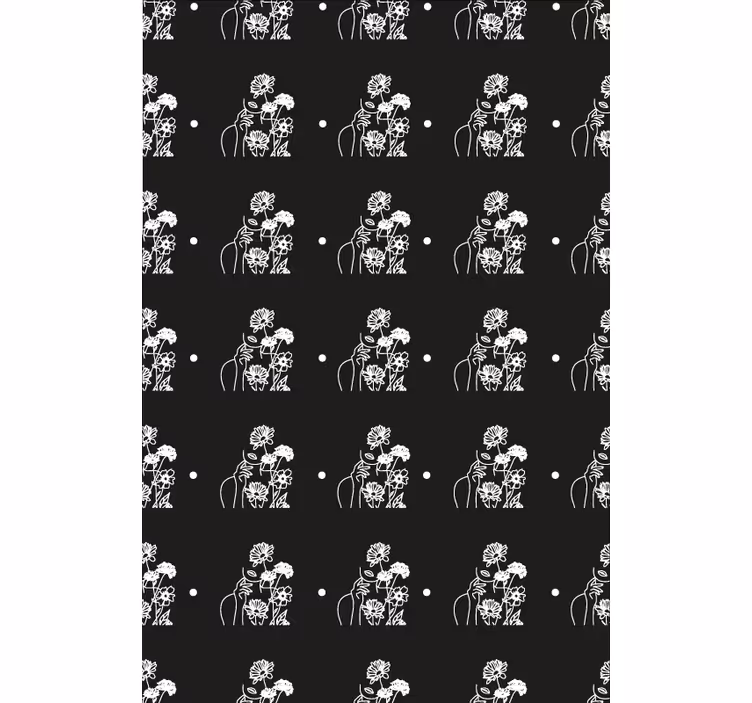 Estore de rolo florais silhueta preta e branca - TenStickers