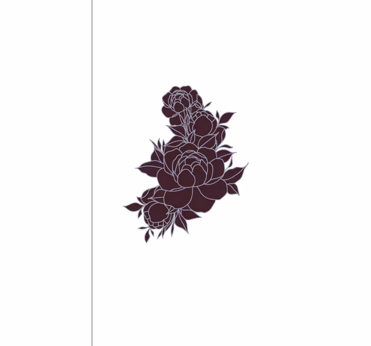 Estore de rolo florais rosas negras graciosas - TenStickers