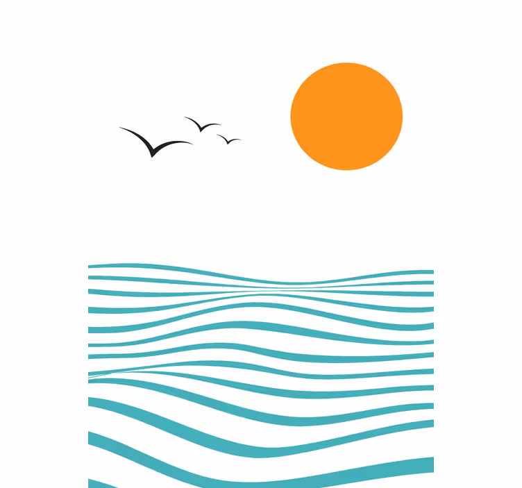 Estore de rolo modernos pôr do sol com ondas - TenStickers