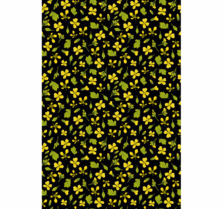 Estore de rolo flores e plantas padrão amarelo e preto - TenStickers