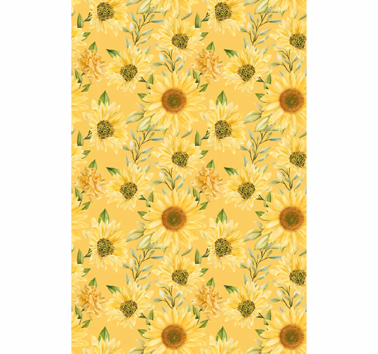 Estore de rolo flores e plantas padrão de jardim de girassol - TenStickers