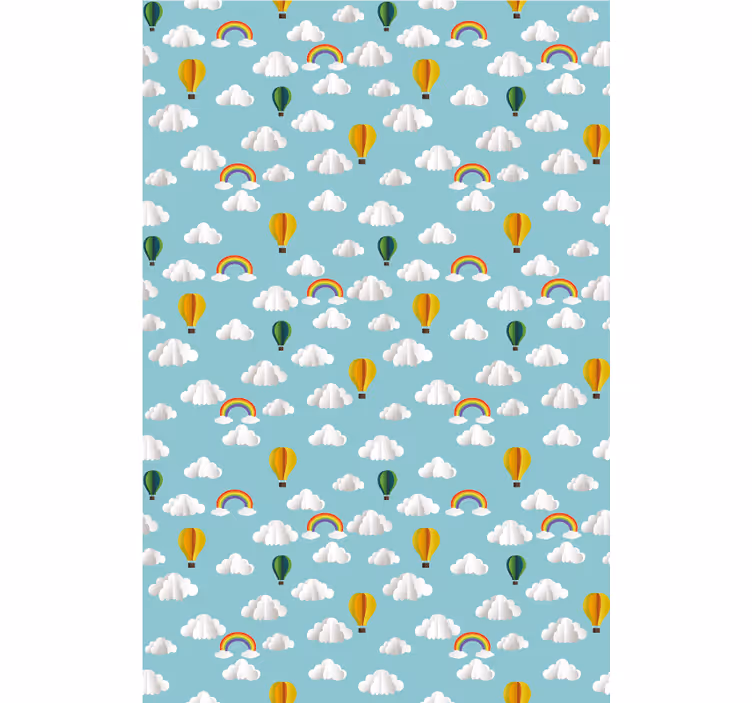 Estore de rolo de nuvens balões de ar e arco-íris - TenStickers