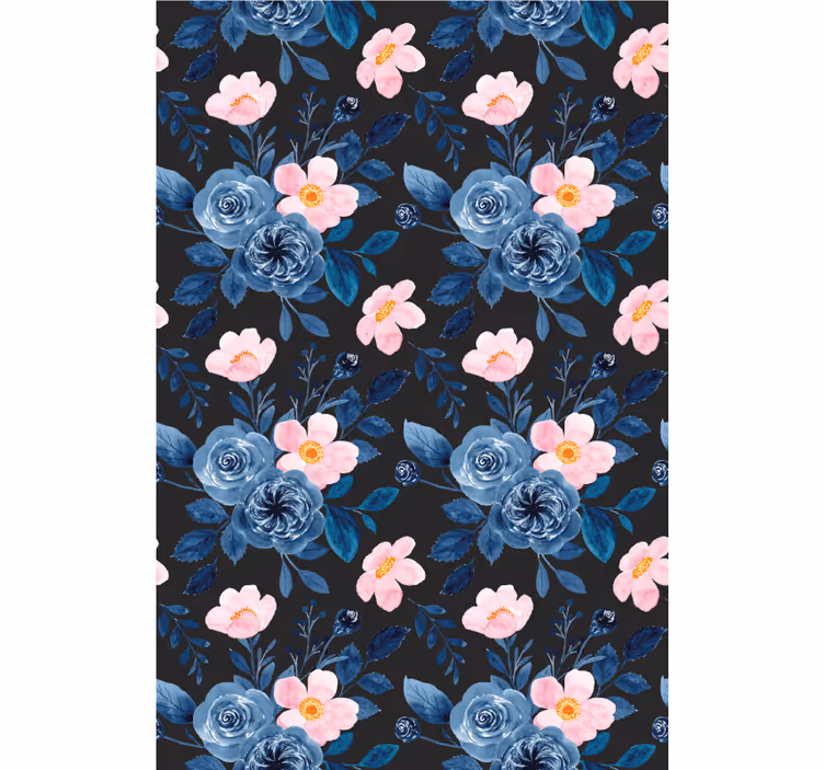 Estore de rolo flores e plantas motivo floral azul - TenStickers