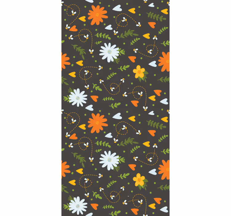 Estore de rolo flores e plantas padrão de abelhas - TenStickers