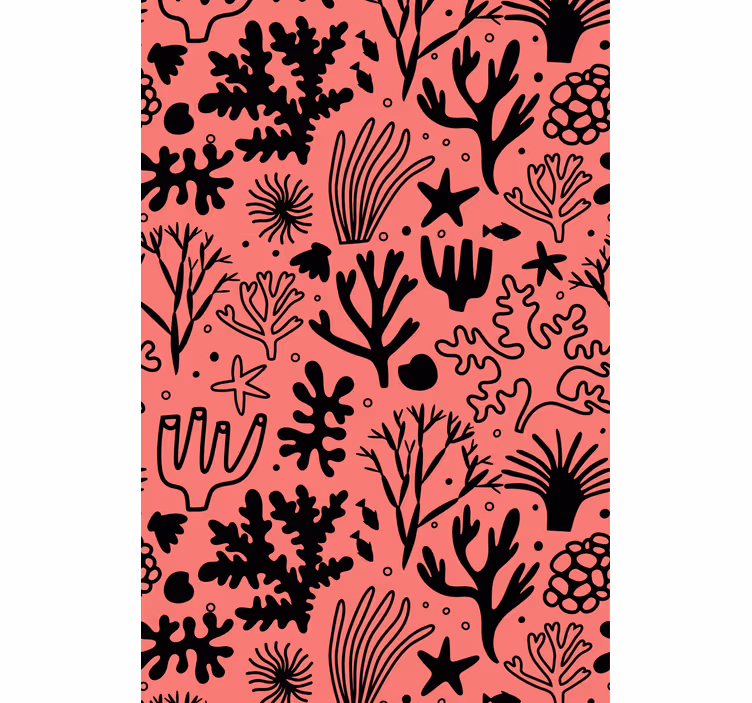 Estore de rolo flores e plantas padrão de recife de coral - TenStickers