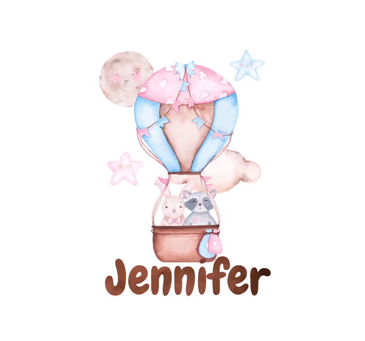 Estore de rolo infantil balão de ar quente com nome - TenStickers